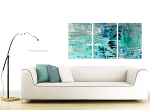 Contemporary Turquoise Teal Abstract Painting Wall Art Print Canvas Split 3 Panel 3333 For Your Living Room
