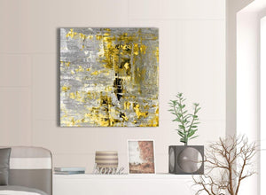 Contemporary Yellow Abstract Painting Wall Art Print Canvas Modern 79cm Square 1S357L For Your Kitchen