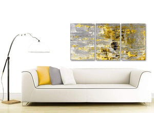 Contemporary Yellow Abstract Painting Wall Art Print Canvas Split 3 Part 125cm Wide 3357 For Your Kitchen