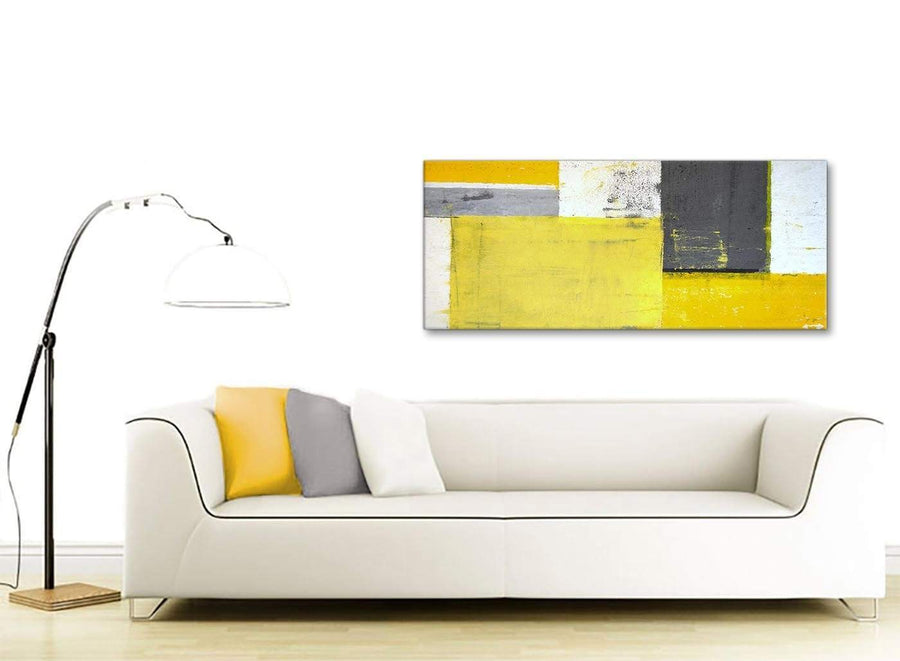 Contemporary Yellow Grey Abstract Painting Canvas Modern 120cm Wide 1346 For Your Living Room