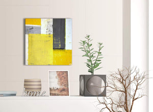 Contemporary Yellow Grey Abstract Painting Canvas Modern 49cm Square 1S346S For Your Bedroom