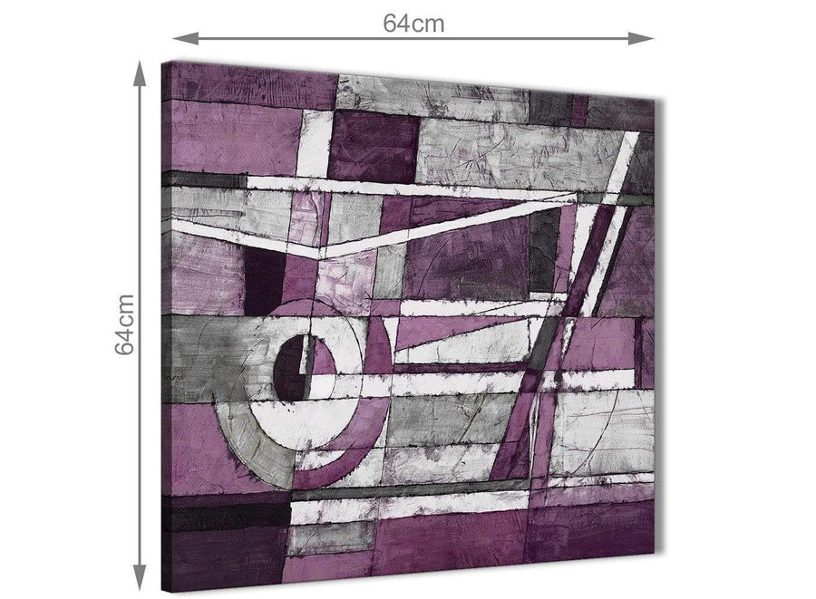 Contemporary Aubergine Grey White Painting Kitchen Canvas Wall Art Decorations - Abstract 1s406m - 64cm Square Print