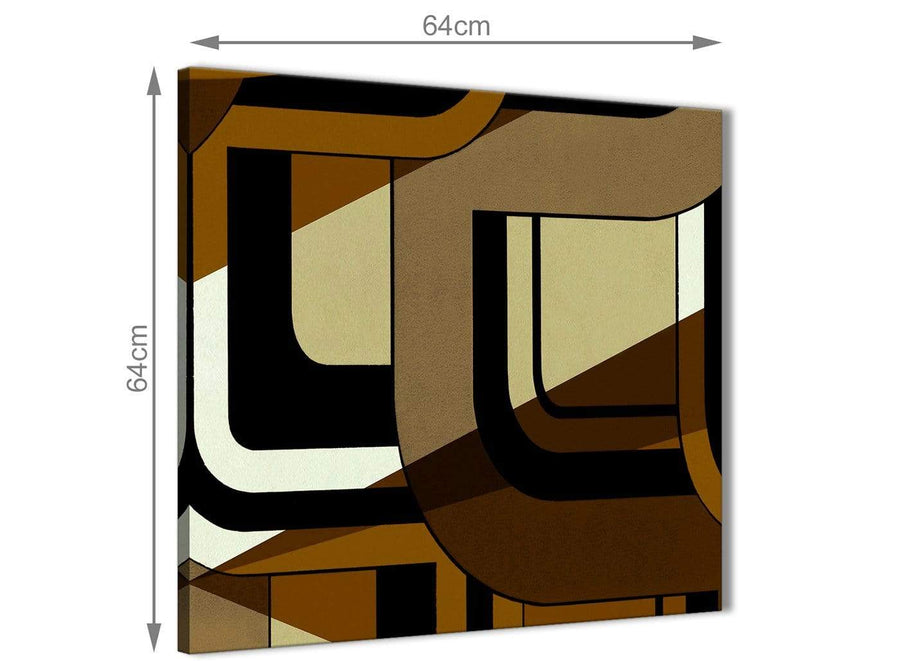 Contemporary Brown Cream Painting Living Room Canvas Pictures Decor - Abstract 1s413m - 64cm Square Print