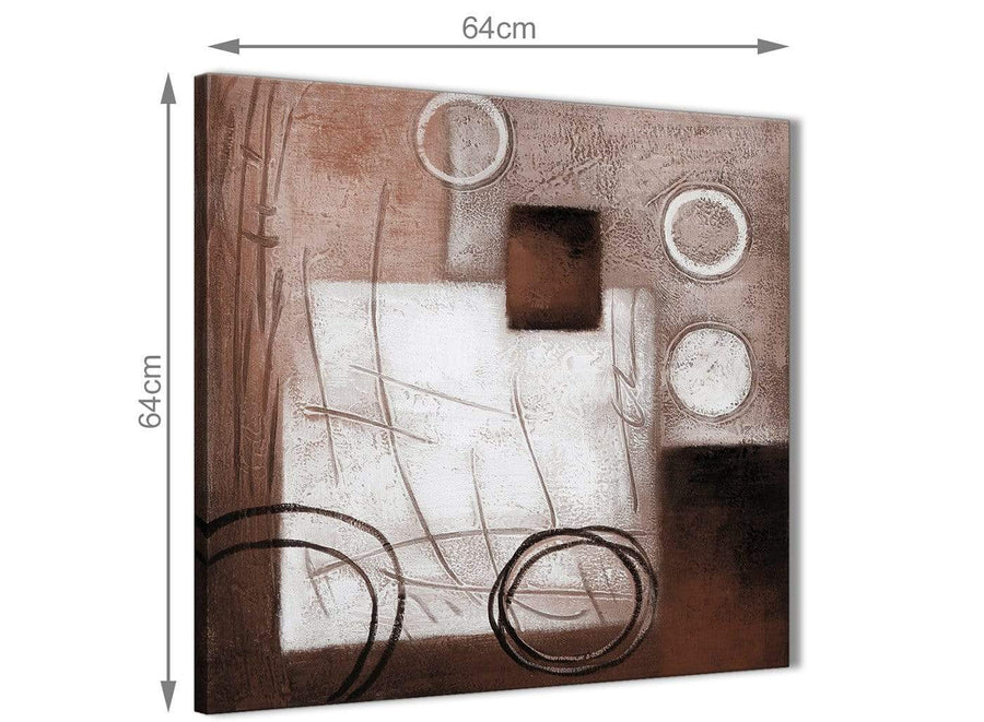 Contemporary Brown White Painting Hallway Canvas Pictures Decorations - Abstract 1s422m - 64cm Square Print
