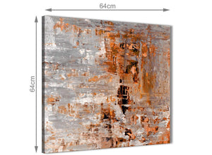 Contemporary Burnt Orange Grey Painting Kitchen Canvas Wall Art Decorations - Abstract 1s415m - 64cm Square Print