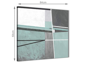 Contemporary Duck Egg Blue Grey Painting Hallway Canvas Pictures Decorations - Abstract 1s396m - 64cm Square Print