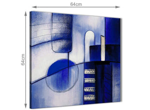 Contemporary Indigo Blue Cream Painting Hallway Canvas Wall Art Decor - Abstract 1s418m - 64cm Square Print