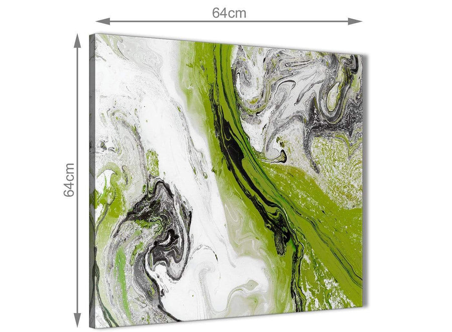 Contemporary Lime Green and Grey Swirl Living Room Canvas Wall Art Decorations - Abstract 1s464m - 64cm Square Print