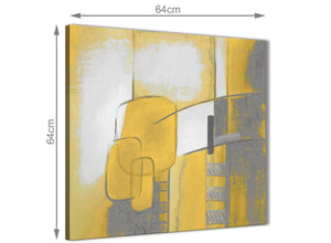 Contemporary Mustard Yellow Grey Painting Hallway Canvas Pictures Decorations - Abstract 1s419m - 64cm Square Print