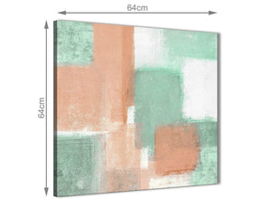 Contemporary Peach Mint Green Hallway Canvas Wall Art Decor - Abstract 1s375m - 64cm Square Print