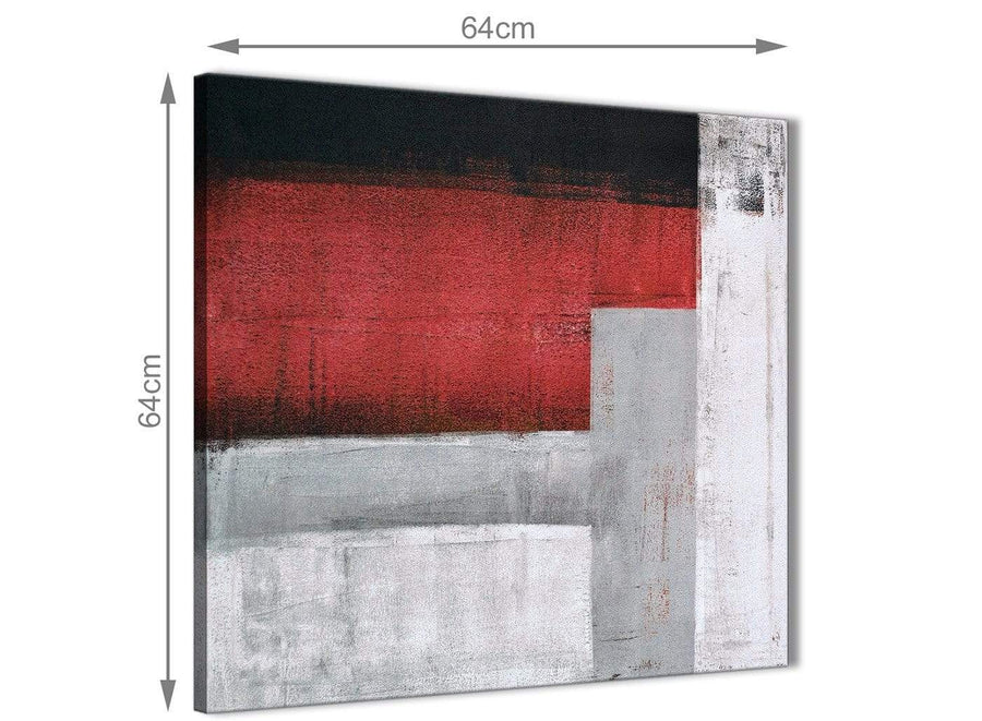 Contemporary Red Grey Painting Kitchen Canvas Pictures Decorations - Abstract 1s428m - 64cm Square Print