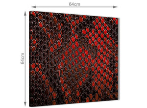 Contemporary Red Snakeskin Animal Print Kitchen Canvas Wall Art Decorations - Abstract 1s476m - 64cm Square Print