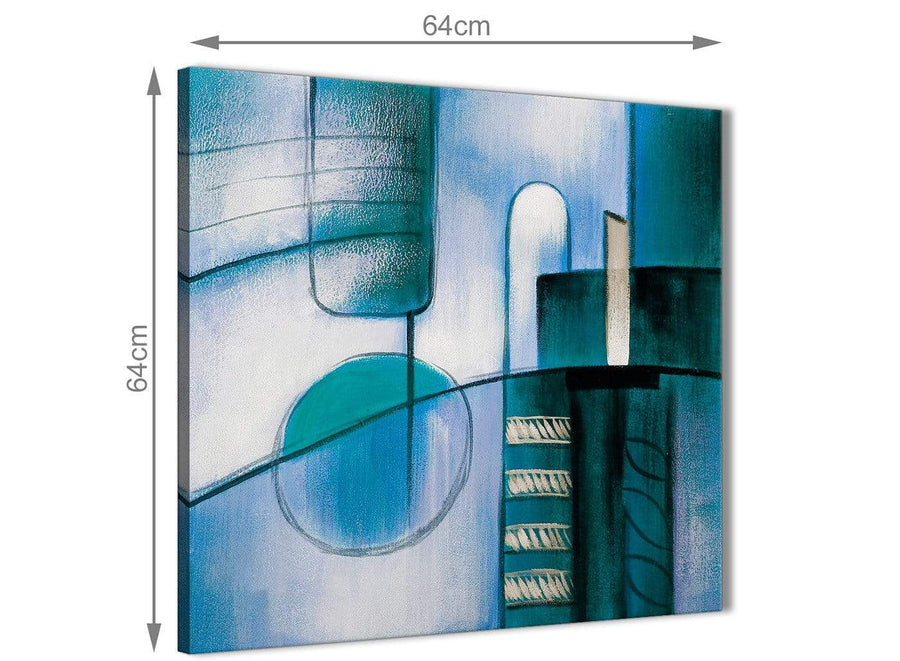 Contemporary Teal Cream Painting Living Room Canvas Pictures Decor - Abstract 1s417m - 64cm Square Print