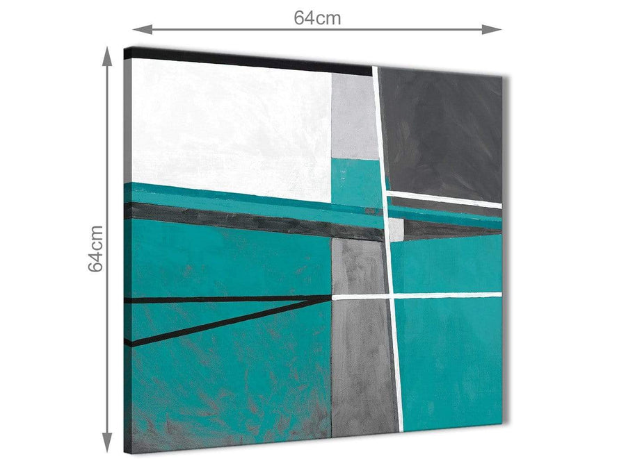 Contemporary Teal Grey Painting Kitchen Canvas Wall Art Decorations - Abstract 1s389m - 64cm Square Print