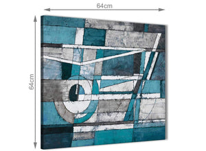 Contemporary Teal Grey Painting Living Room Canvas Pictures Decor - Abstract 1s402m - 64cm Square Print