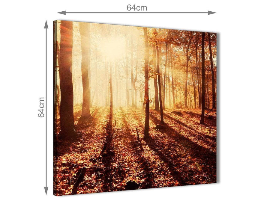 Contemporary Trees Canvas Wall Art Autumn Leaves Forest Scenic Landscapes - 1s386m Orange - 64cm Square Picture