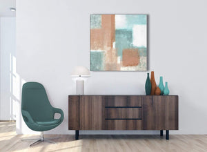 Coral Turquoise Abstract Dining Room Canvas Wall Art Accessories 1s366l - 79cm Square Print