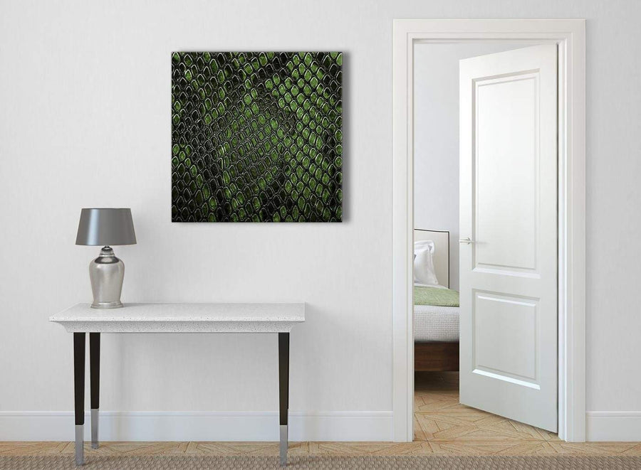 Dark Green Snakeskin Animal Print Abstract Hallway Canvas Pictures Decor 1s475l - 79cm Square Print