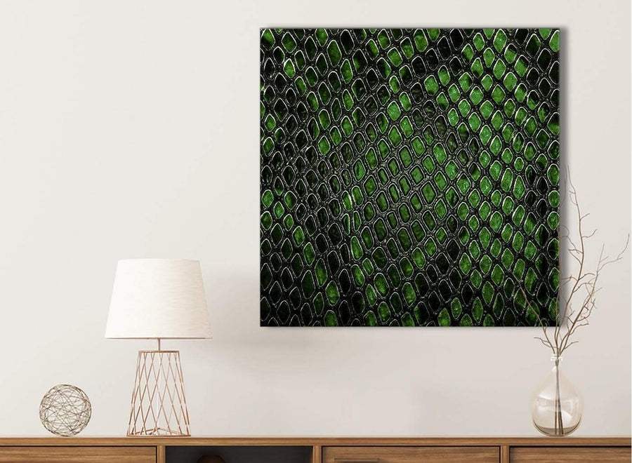 Dark Green Snakeskin Animal Print Kitchen Canvas Pictures Accessories - Abstract 1s475s - 49cm Square Print