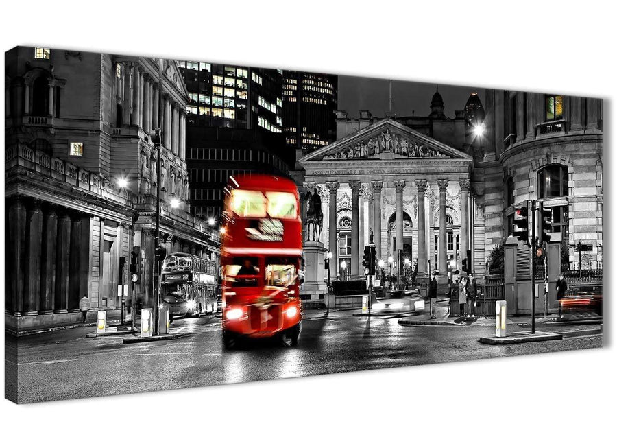 Red London Bus Street Black White City Canvas