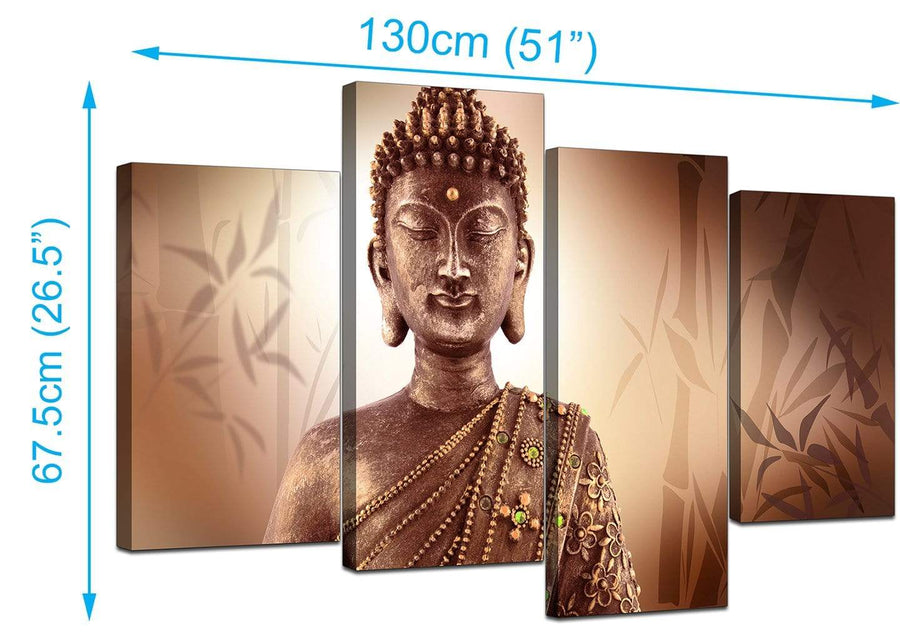 4 Part Set of Living-Room Brown Canvas Wall Art