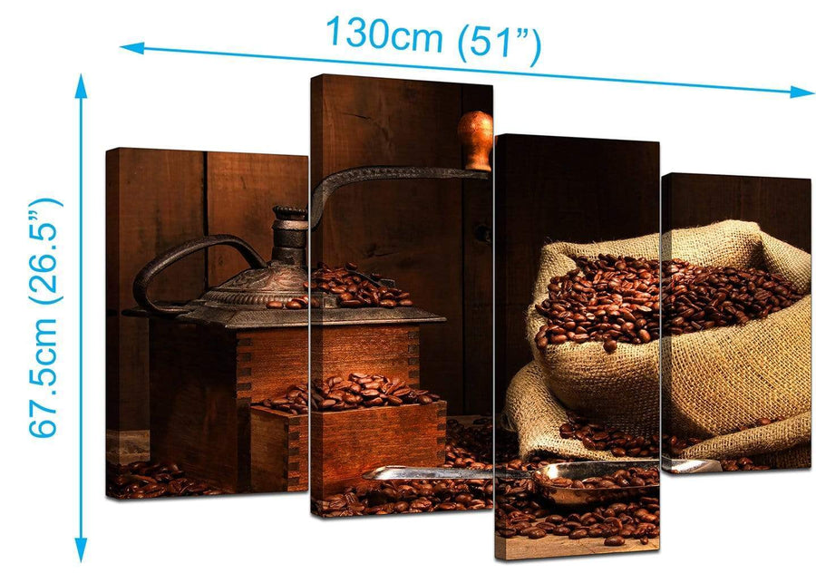 Set Of Four Modern Brown Canvas Picture