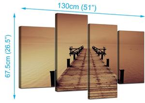 Four Panel Set of Living-Room Brown Canvas Prints