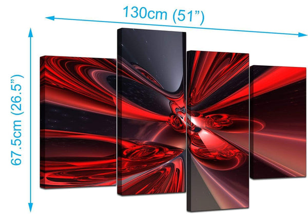 Set Of Four Cheap Red Canvas Picture