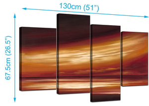 4 Panel Set of Modern Beige Canvas Art