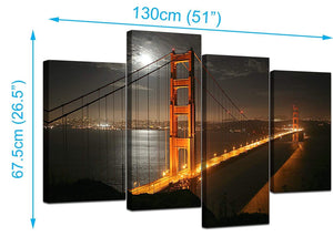 Set Of Four Extra-Large Black White Canvas Picture