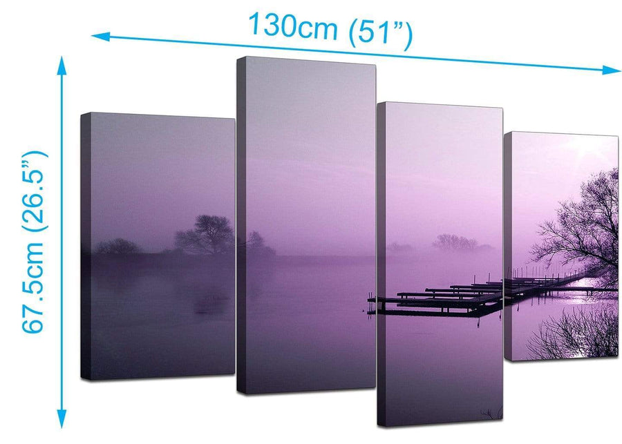 Set Of Four Living-Room Purple Canvas Pictures