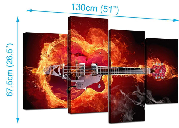 4 Panel Set of Living-Room Red Canvas Wall Art