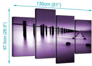 Set Of Four Living-Room Purple Canvas Pictures