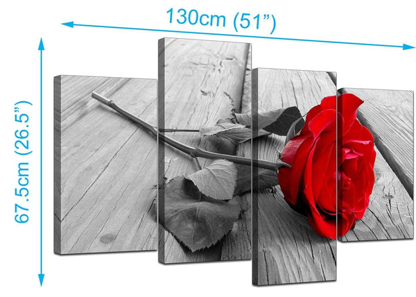 4 Part Set of Cheap Red Canvas Picture