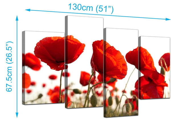 Set Of Four Cheap Red Canvas Picture