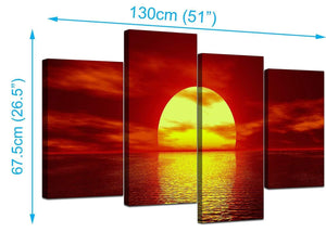 Four Part Set of Living-Room Red Canvas Pictures