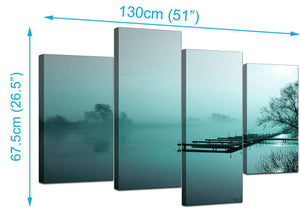 Set Of Four Extra-Large Teal Canvas Picture