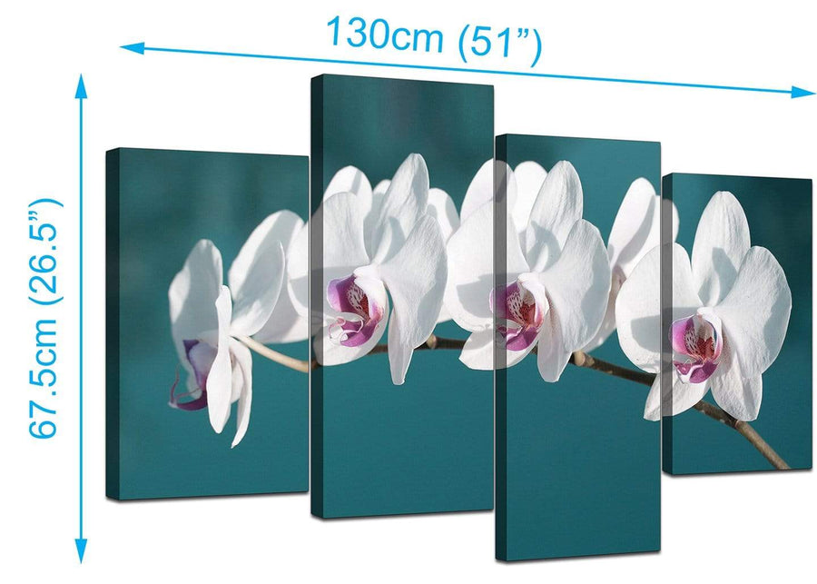 Set Of 4 Extra-Large Teal Canvas Pictures