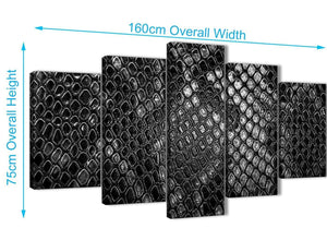 Extra Large 5 Panel Black White Snakeskin Animal Print Abstract Bedroom Canvas Pictures Decor - 5510 - 160cm XL Set Artwork