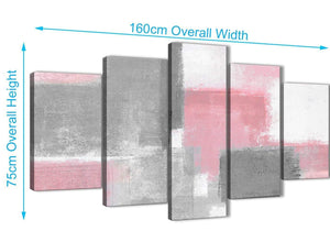 Extra Large 5 Piece Blush Pink Grey Painting Abstract Dining Room Canvas Wall Art Decorations - 5378 - 160cm XL Set Artwork