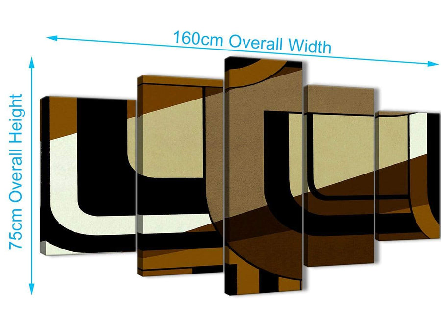 Extra Large 5 Piece Brown Cream Painting Abstract Office Canvas Pictures Decor - 5413 - 160cm XL Set Artwork
