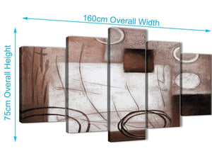 Extra Large 5 Panel Brown White Painting Abstract Office Canvas Pictures Decorations - 5422 - 160cm XL Set Artwork