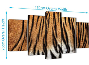 Extra Large 5 Part Canvas Wall Art Pictures - Tiger Animal Print - 5472 - 160cm XL Set Artwork