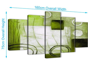 Extra Large 5 Piece Lime Green Painting Abstract Bedroom Canvas Pictures Decor - 5431 - 160cm XL Set Artwork