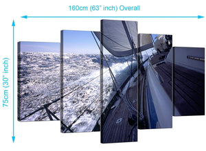 Set Of Five Extra-Large Blue Canvas Pictures