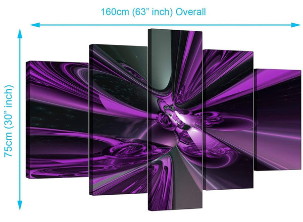 5 Part Set of Cheap Purple Canvas Prints