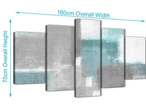 Extra Large 5 Piece Teal Grey Painting Abstract Dining Room Canvas Pictures Decorations - 5377 - 160cm XL Set Artwork