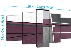 Extra Large 5 Piece Plum Purple Grey Painting Abstract Dining Room Canvas Wall Art Decor - 5391 - 160cm XL Set Artwork