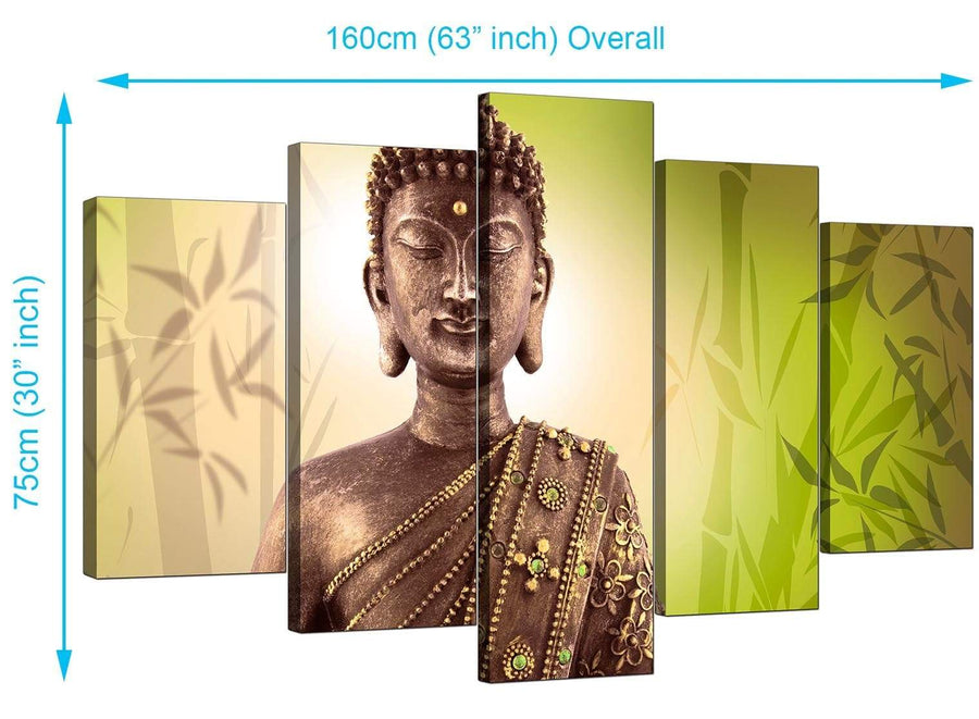Set Of Five Extra-Large Green Canvas Wall Art