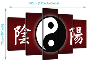 Set Of Five Living-Room Red Canvas Picture